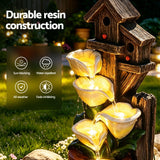 Gardeon Solar Fountains Water Features 4-Tier Cascading Flower Bowls 55cm - Rear View