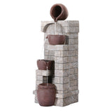 Gardeon Solar Fountain Water Feature  Pot Outdoor Indoor 4-Tier Cascading Brown - Close-Up Angle