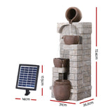 Gardeon Solar Fountain Water Feature  Pot Outdoor Indoor 4-Tier Cascading Brown - Front View