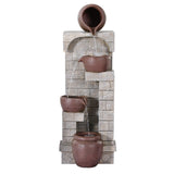Gardeon Solar Fountain Water Feature  Pot Outdoor Indoor 4-Tier Cascading Brown - Side View