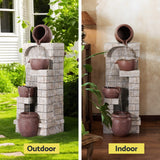 Gardeon Solar Fountain Water Feature  Pot Outdoor Indoor 4-Tier Cascading Brown - Top-Down View