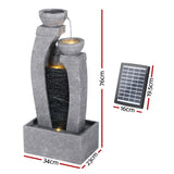 Gardeon Solar Fountain Water Feature Outdoor Fountain Indoor 3-Tier Cascading Grey - Front View