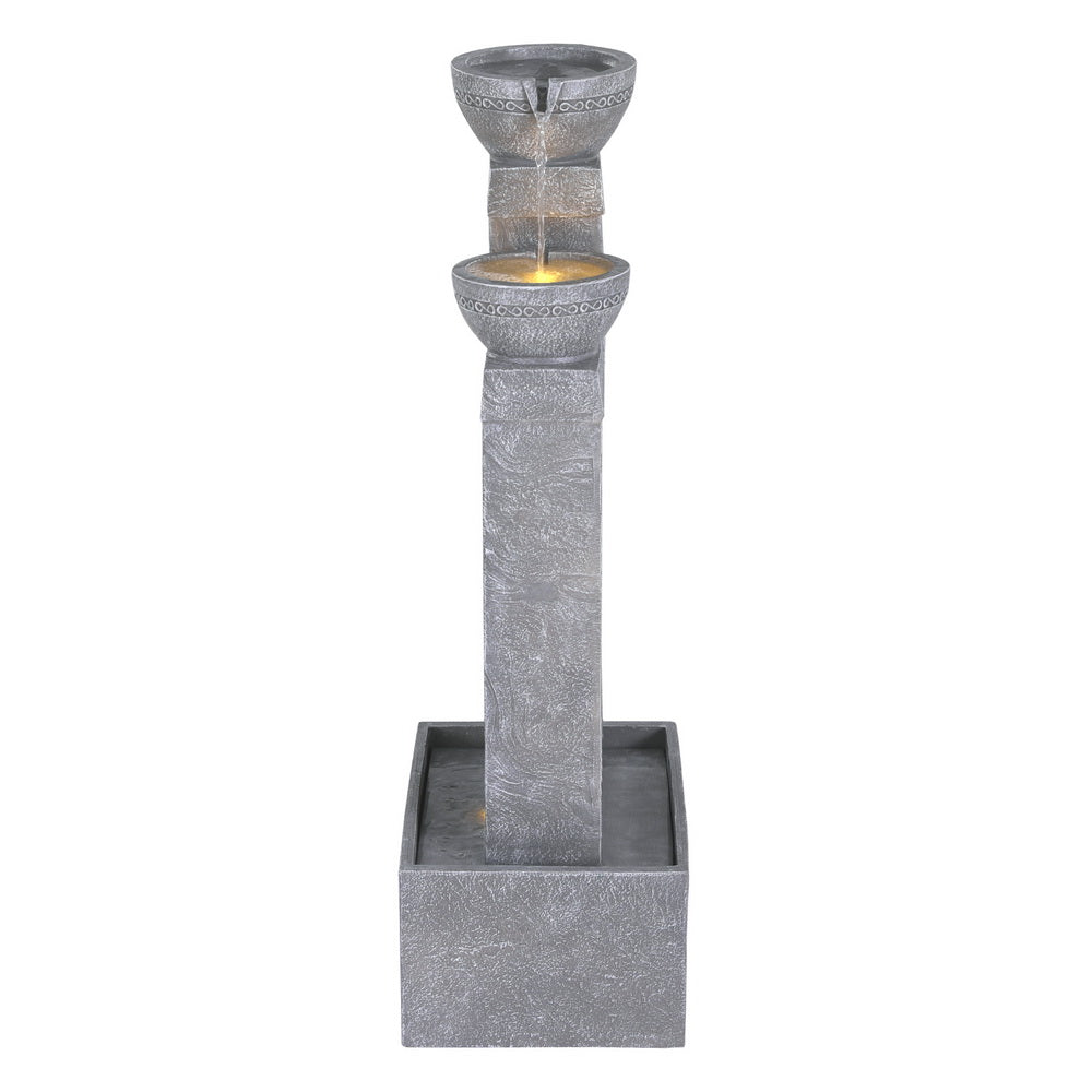 Gardeon Solar Fountain Water Feature Outdoor Fountain Indoor 3-Tier Cascading Grey