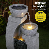 Gardeon Solar Fountain Water Feature Outdoor Fountain Indoor 3-Tier Cascading Grey - Rear View