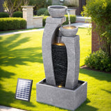 Gardeon Solar Fountain Water Feature Outdoor Fountain Indoor 3-Tier Cascading Grey - Low Angle