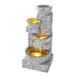 Gardeon Solar Fountain Water Feature Outdoor LED Lights Gray - Close-Up Angle