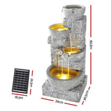Gardeon Solar Fountain Water Feature Outdoor LED Lights Gray - Front View