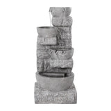 Gardeon Solar Fountain Water Feature Outdoor LED Lights Gray - Side View