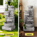 Gardeon Solar Fountain Water Feature Outdoor LED Lights Gray - Top-Down View