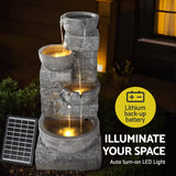 Gardeon Solar Fountain Water Feature Outdoor LED Lights Gray - 45-Degree Angle