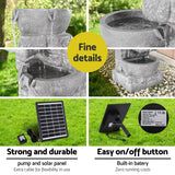 Gardeon Solar Fountain Water Feature Outdoor LED Lights Gray - Rear View