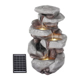 Gardeon Solar Fountain Water Feature Outdoor Indoor 4-Tier Brown - Low Angle
