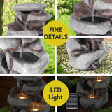 Gardeon Solar Fountain Water Feature Outdoor Indoor 4-Tier Brown - Rear View