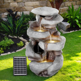 Gardeon Solar Fountain Water Feature Outdoor Indoor 4-Tier Brown - Close-Up Angle