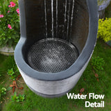 Gardeon Solar Fountain Water Feature Bird Bath Outdoor Garden Cascade 48CM Grey - Rear View
