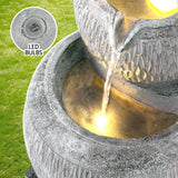 Gardeon Solar Fountain Water Feature Bird Bath Garden LED Light 80CM Grey - Top-Down View