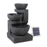 Gardeon Solar Water Feature Cascading Fountain 3-Tier Bowl LED Lights 60CM Blue - Low Angle