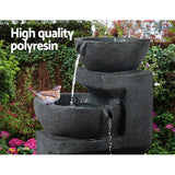Gardeon Solar Water Feature Cascading Fountain 3-Tier Bowl LED Lights 60CM Blue - Side View