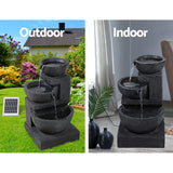 Gardeon Solar Water Feature Cascading Fountain 3-Tier Bowl LED Lights 60CM Blue - Top-Down View