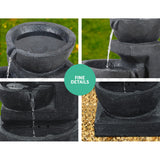 Gardeon Solar Water Feature Cascading Fountain 3-Tier Bowl LED Lights 60CM Blue - 45-Degree Angle