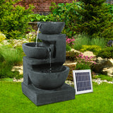 Gardeon Solar Water Feature Cascading Fountain 3-Tier Bowl LED Lights 60CM Blue - Close-Up Angle