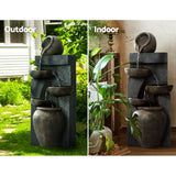 Gardeon Solar Water Feature Cascading Fountain 5 Tiered Bowl Bird Bath 99CM - 45-Degree Angle