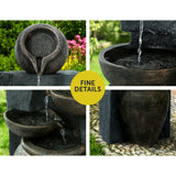 Gardeon Solar Water Feature Cascading Fountain 5 Tiered Bowl Bird Bath 99CM - 45-Degree Angle