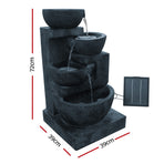 Gardeon Solar Water Feature Cascading Fountain 4-Tier Bowl LED Lights 72CM Blue, LED Lights
