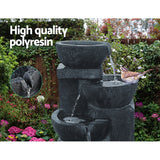 Gardeon Solar Water Feature Cascading Fountain 4-Tier Bowl LED Lights 72CM Blue - Side View