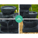 Gardeon Solar Water Feature Cascading Fountain 4-Tier Bowl LED Lights 72CM Blue - 45-Degree Angle