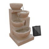 Gardeon Solar Water Feature Cascading Fountain 4-Tier Bowl LED Lights 72CM Sand - Low Angle