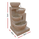Gardeon Solar Water Feature Cascading Fountain 4-Tier Bowl LED Lights 72CM Sand - Front View
