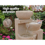Gardeon Solar Water Feature Cascading Fountain 4-Tier Bowl LED Lights 72CM Sand - Side View