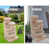 Gardeon Solar Water Feature Cascading Fountain 4-Tier Bowl LED Lights 72CM Sand - Top-Down View