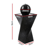 Gardeon Solar Water Feature Twisted Fountain LED Light Bird Bath 85CM Black - Front View