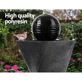 Gardeon Solar Water Feature Twisted Fountain LED Light Bird Bath 85CM Black - Side View
