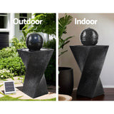 Gardeon Solar Water Feature Twisted Fountain LED Light Bird Bath 85CM Black - Top-Down View