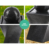 Gardeon Solar Water Feature Twisted Fountain LED Light Bird Bath 85CM Black - 45-Degree Angle