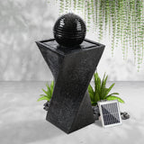 Gardeon Solar Water Feature Twisted Fountain LED Light Bird Bath 85CM Black - Close-Up Angle