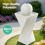 Gardeon Solar Fountain Water Feature Bird Bath Outdoor Garden LED Lights Ball 85CM - Top-Down View