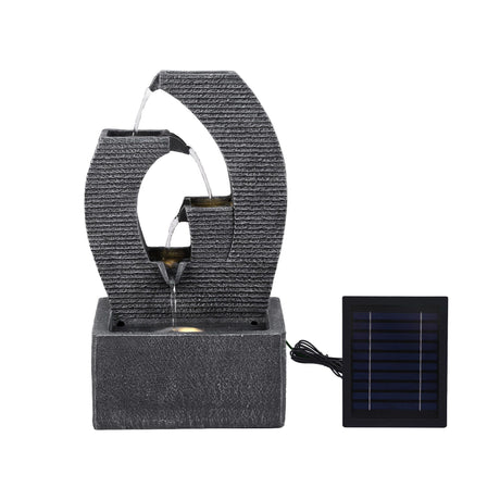 Gardeon Solar Fountain 5 Levels Cascading Water Feature Resin 50cm Black, image 3