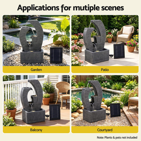 Gardeon Solar Fountain 5 Levels Cascading Water Feature Resin 50cm Black, image 7
