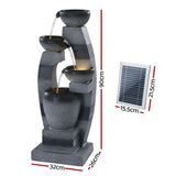 Gardeon Solar Fountain Water Feature Outdoor Fountain Indoor 3-Tier Bowl Cascading Grey