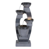 Gardeon Solar Fountain Water Feature Outdoor Fountain Indoor 3-Tier Bowl Cascading Grey - Side View