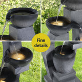 Gardeon Solar Fountain Water Feature Outdoor Fountain Indoor 3-Tier Bowl Cascading Grey
