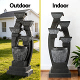 Gardeon Solar Fountain Water Feature Outdoor Fountain Indoor 5-Tier Bowl Cascading Grey - Top-Down View
