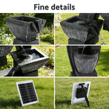 Gardeon Solar Fountain Water Feature Outdoor Fountain Indoor 5-Tier Bowl Cascading Grey - Rear View