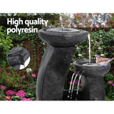 Gardeon Solar Water Feature Cascading Fountain 3-Tier Mushroom LED Light 70CM - Top-Down View