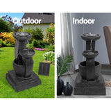 Gardeon Solar Water Feature Cascading Fountain 3-Tier Mushroom LED Light 70CM - 45-Degree Angle