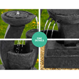 Gardeon Solar Water Feature Cascading Fountain 3-Tier Mushroom LED Light 70CM - Rear View